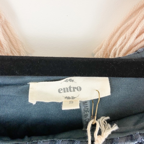 Entro Grey Velvet Striped One Shoulder Ruffle Top - Picture 7 of 9